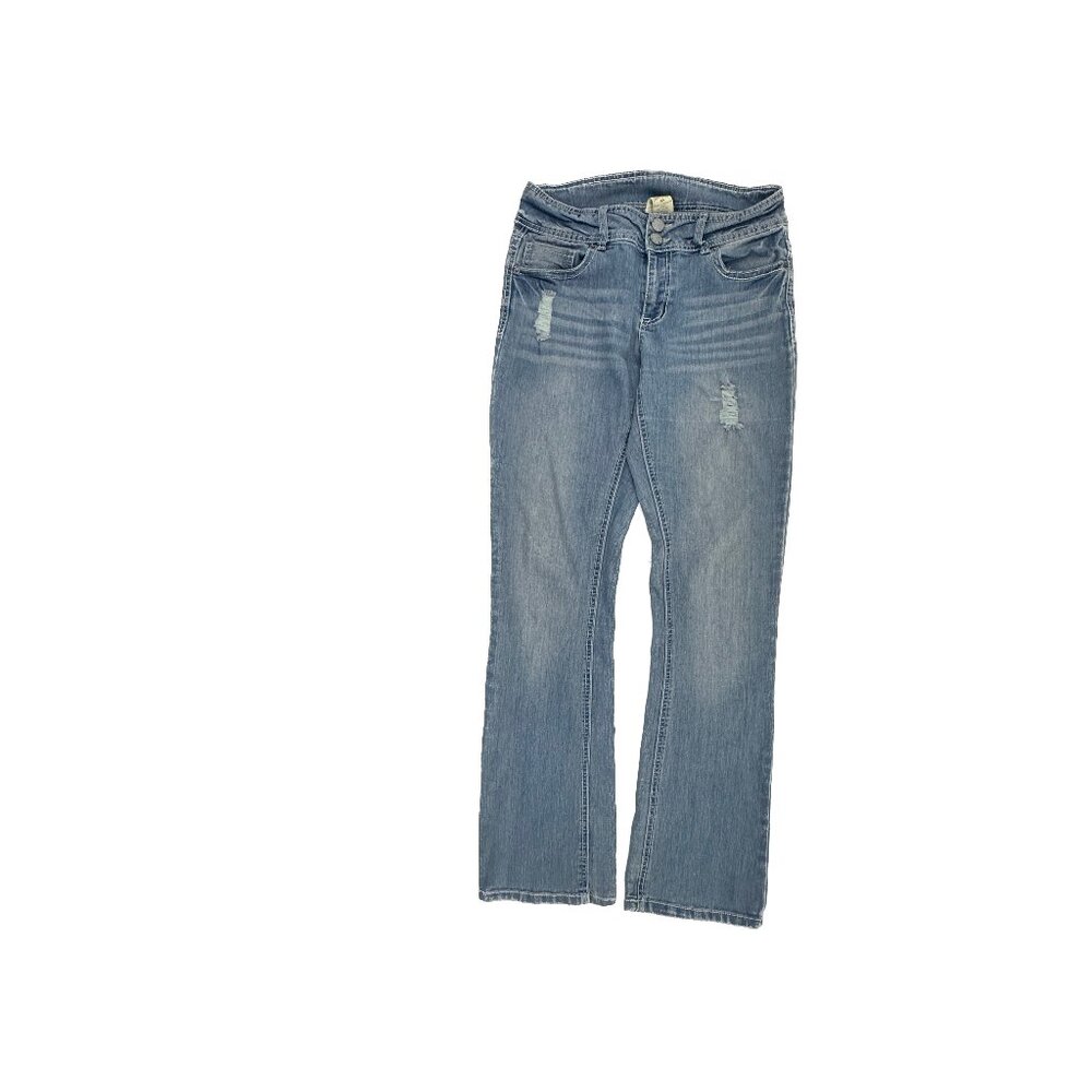 Faded Glory Jeans Womens 8 Blue‎ Bootcut Distressed Denim 18245